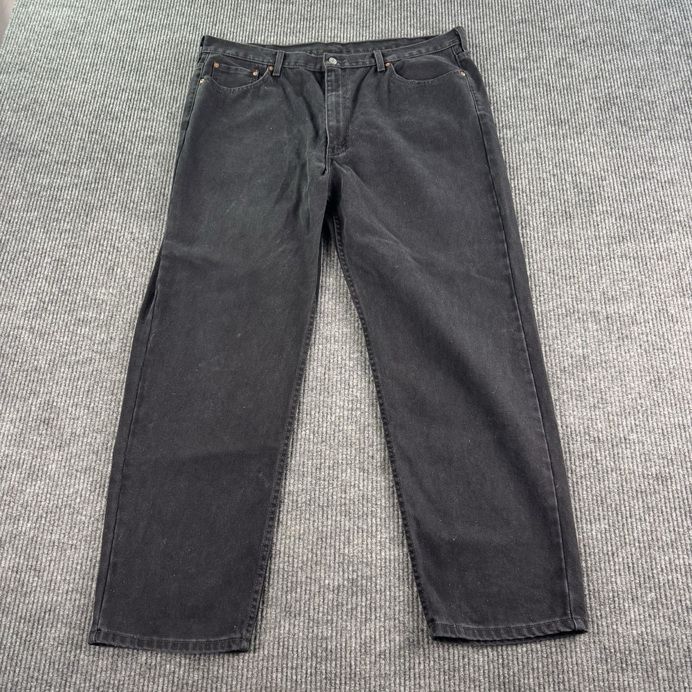 Levi's 550 Jeans Men 44x32 Black Denim Cotton Relaxed Fit Straight Leg Casual